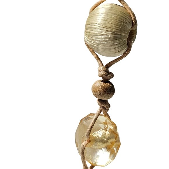 Handmade Boho Macrame Beaded Necklace Painted Floral Glass Acrylic Beads Jewelry - Picture 3 of 5